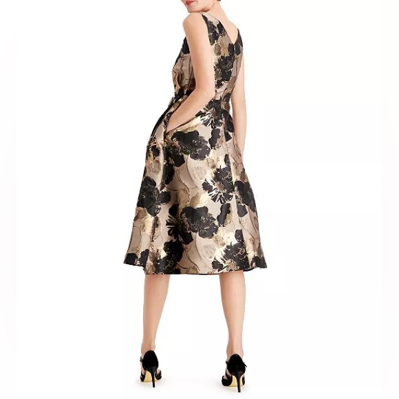 Adrianna Papell Floral-Print Metallic A-Line Dress - Picture 6 of 13